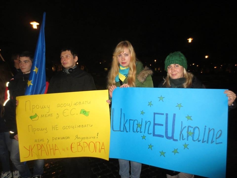 Перша акція в Любліні на підтримку Євромайдану