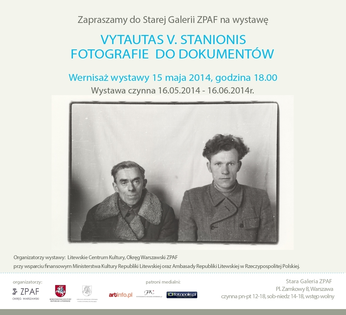 15 травня: відкриття фотовиставки литовського митця Витаутаса В. Станіоніса “Фотографії на документи”