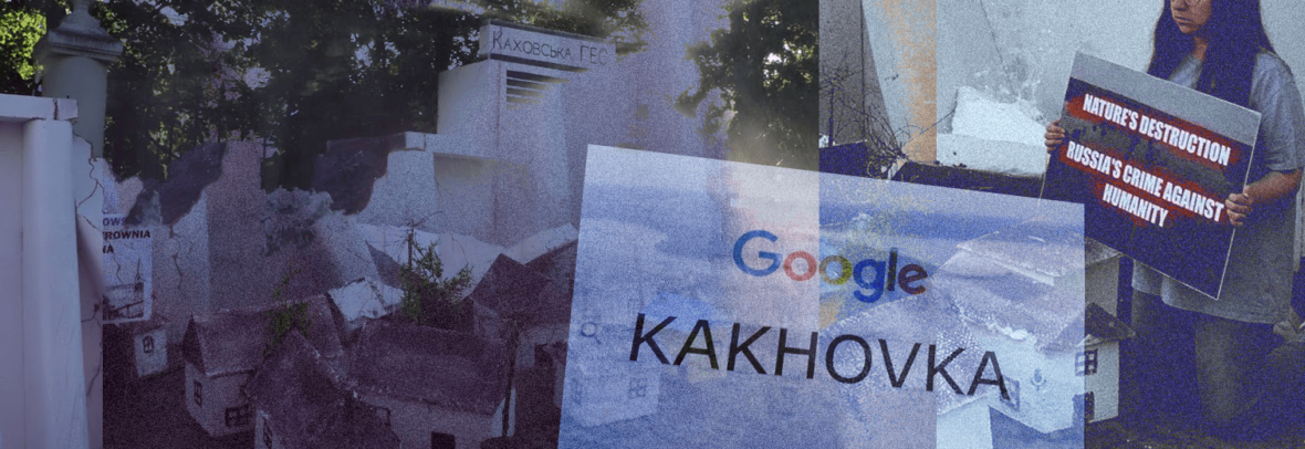 До річниці підриву росіянами Каховської ГЕС активісти у Варшаві провели акцію протесту перед посольством Росії