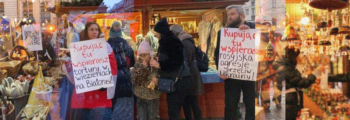 Пікет на різдвяному ярмарку в Щецині: активісти проти торгівлі монахинь, що підтримують російську агресію